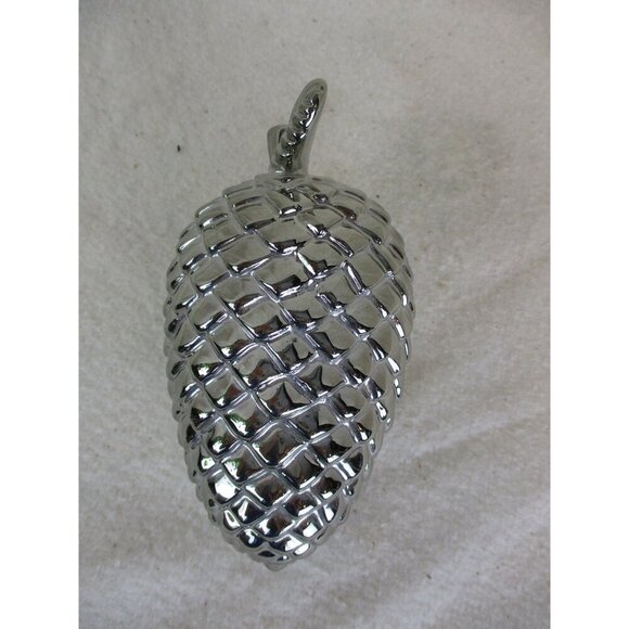 Pinecone tabletop Silver metal forest cabin‎ outdoorsy holiday Christmas décor - Picture 7 of 7